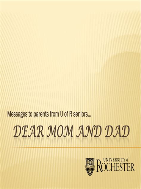 Dear Mom And Dad Messages To Parents From U Of R Seniors Pdf Love