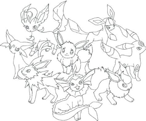 Pokemon Eevee Evolutions Coloring Pages Sketch Coloring Page The
