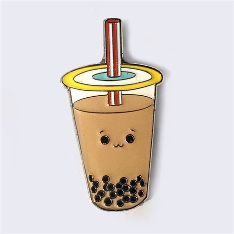 Ntwrk Giant Robot Boba Bubble Tea Enamel Pin Milk Tea