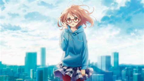 download wallpaper 1920x1080 cute anime girl glasses mirai kuriyama kyoukai no kanata full