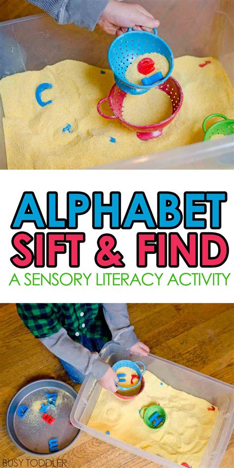 Best for all toddlers and preschoolers. Alphabet Sift and Find - Busy Toddler