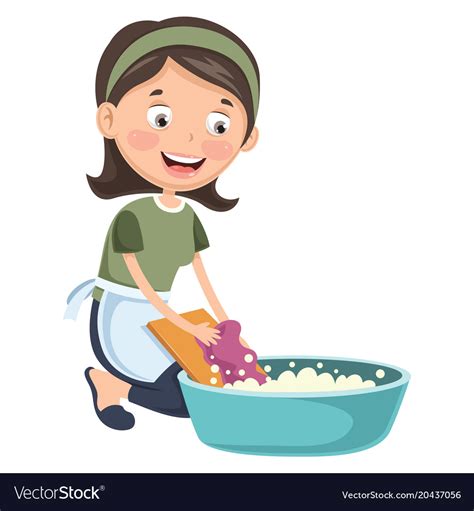 Woman Washing Clothes Royalty Free Vector Image