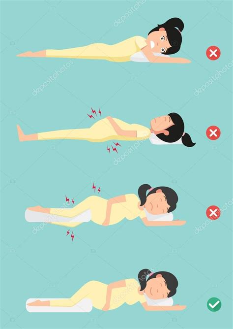 Best And Worst Positions For Sleeping Pregnant Women Illustrati Stock