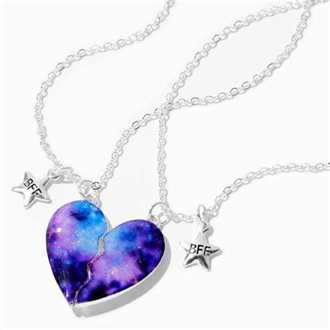 Best Friends Galaxy Split Heart Pendant Necklaces 2 Pack Claire S Us