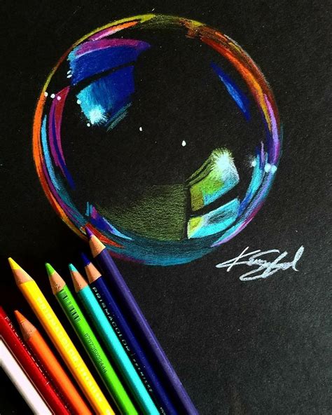 Colored Pencil Bubble Drawing Bubble Drawing Prismacolor Art Black