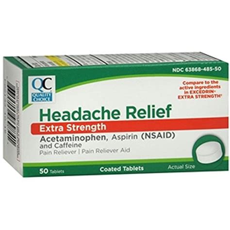 4 Pack Qc Headache Relief Extra Strength 50 Tabs Compare To Excedrin Each