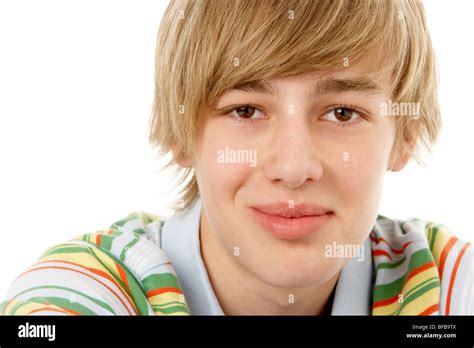 Studio Portrait Of Smiling Teenage Boy Stock Photo Alamy