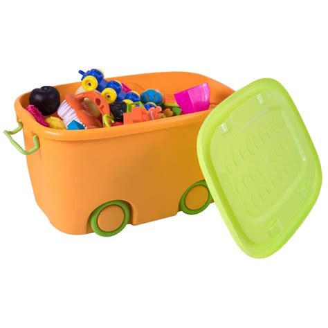 Basicwise Stackable Toy Storage Box With Wheels Set Of Small And Large