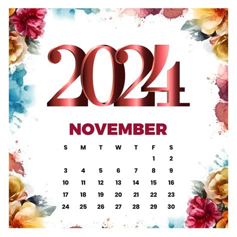 Premium Vector Vector November Floral Calendar 2024