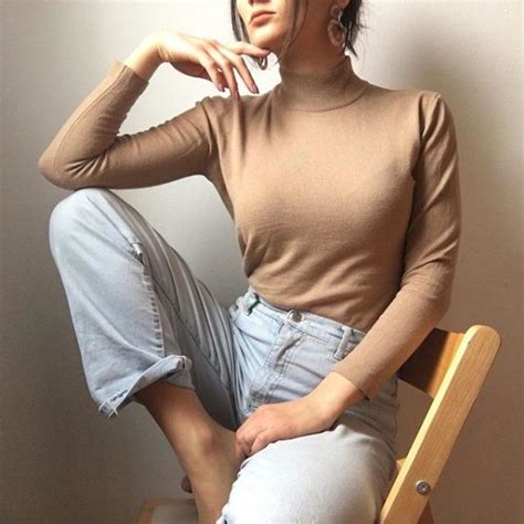 Nude Turtleneck Pullover Grunge Fits Fairy Grunge Overdressed Well