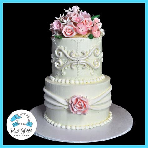 Royal Roses Buttercream Wedding Cake Blue Sheep Bake Shop