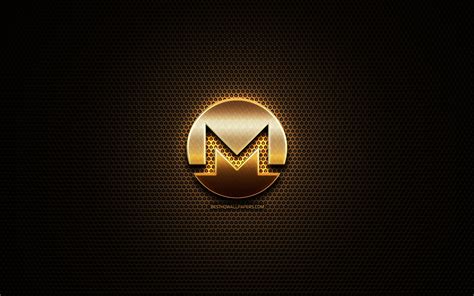 Download Wallpapers Monero Glitter Logo Cryptocurrency Grid Metal