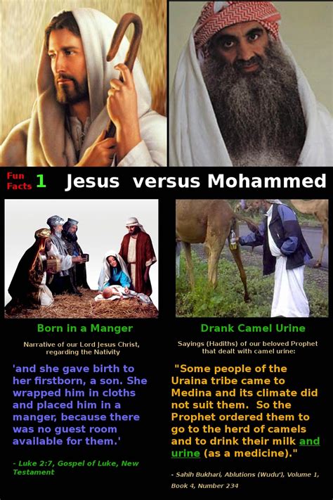 The books is recomended for you. Jesus versus Mohammed: Fun Facts