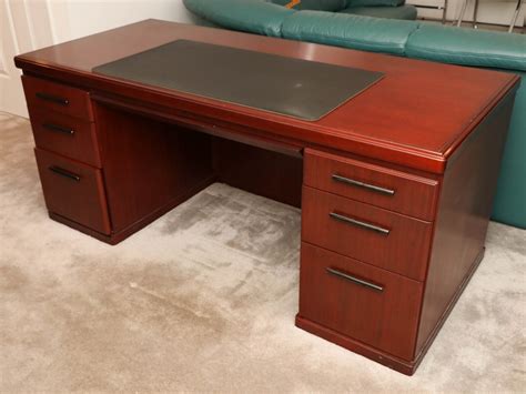 Kimball Modern Wood Executive Desk In Cherry Finish Late 20th Century