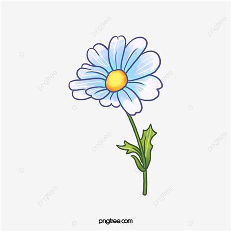 รูปการตกแต่งดอกไม้การ์ตูนสีฟ้า Png ภาพตัดปะสีน้ำเงิน ดอกไม้สี มือ