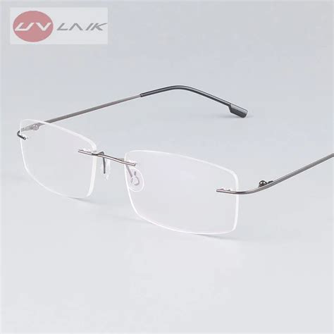 Aliexpress Com Buy Uvlaik Classic Mens Pure Titanium Rimless Glasses Frames Myopia Optical