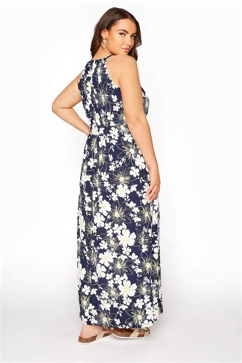 Blue Floral Keyhole Maxi Dress Yours Clothing