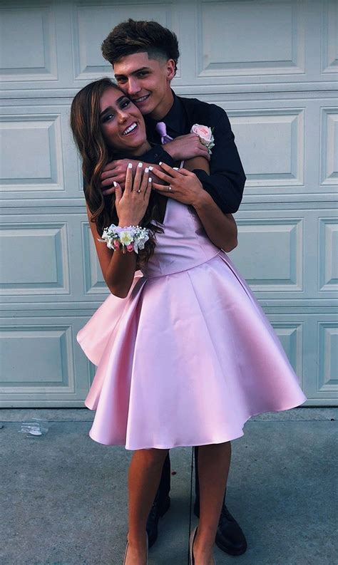 Lovely Fashion For Pink Homecoming Couples Cocktail Dress Hoco Couple Outfits Cocktail