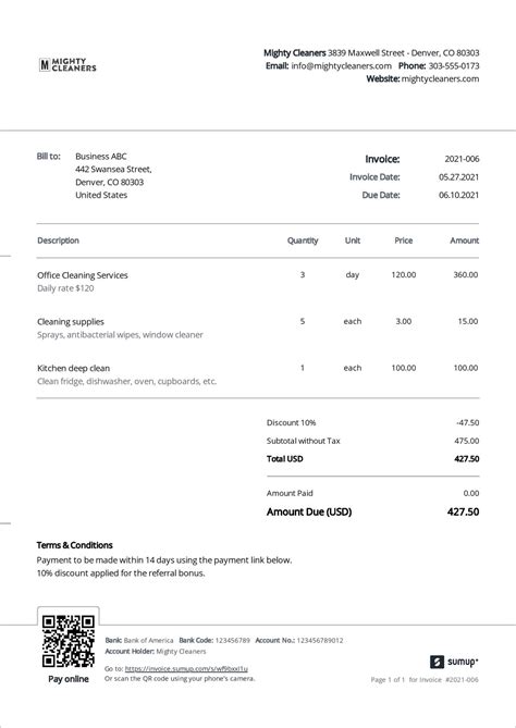 Invoice Templates For Cleaning Services Sumup Invoices