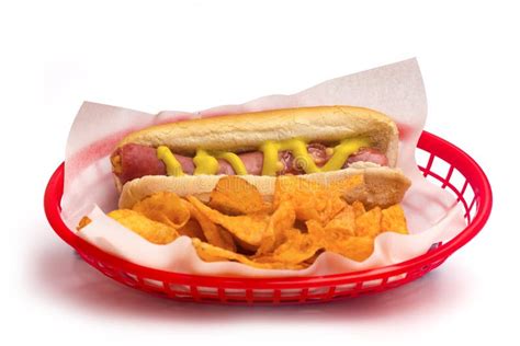 Hot Dog And Chips Stock Photo Image Of Meal Meat Background 120676960