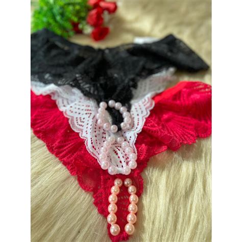 kit com 3 2 1 calcinha tailandesa com pérolas massageadora fio erótico sexy lingerie sensual