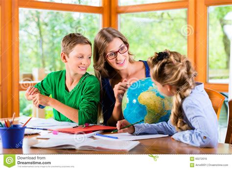 Mother Teaching Kids Private Lessons For School Stock Photo - Image of ...