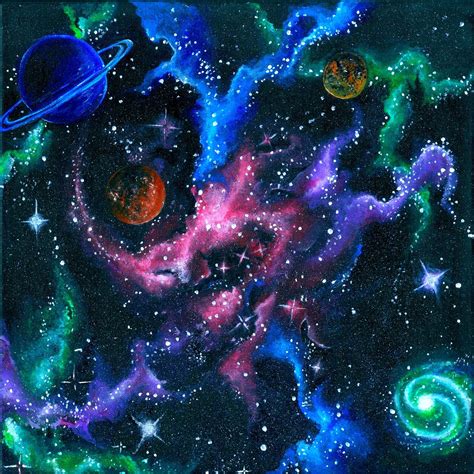 Items Similar To Acrylic Outer Space Galaxy Painting Print On Etsy