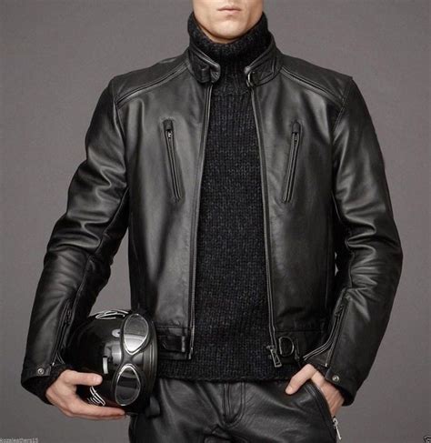 Leather Skin Men Black Authentic Cow Skin Biker Motorcycle Leather Jacket Coats And Jackets