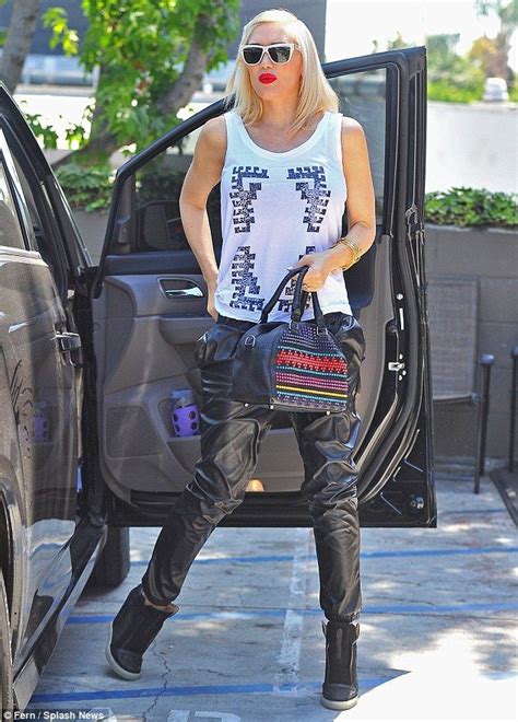 Vegan Gwen Stefani Sizzles In Faux Leather Trousers Christian Louboutin Leather Trousers