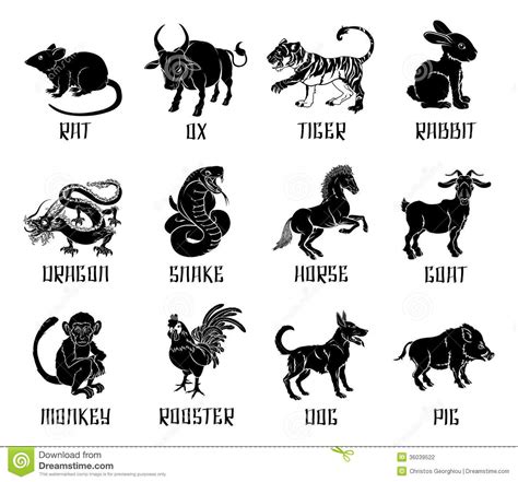 During the zhan guo period. Chinese Zodiac Animal Icons Stock Vector - Illustration of ...