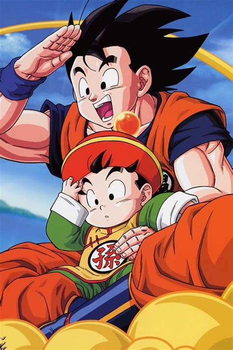 The Dragon And Son Gohan Are Flying Through The Air Together With One