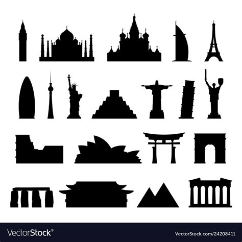 World Monuments Icons Royalty Free Vector Image