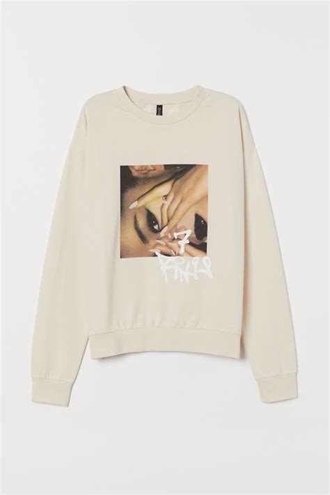 printed sweatshirt powder beige ariana grande ladies handm