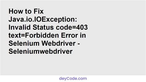Solved How To Fix Java Io Ioexception Invalid Status Code Text