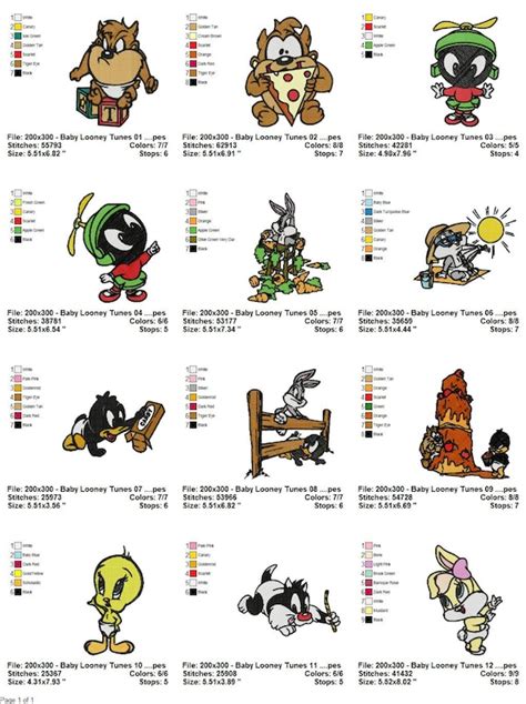 Baby Looney Tunes Embroidery Design Bundle 40 Etsy