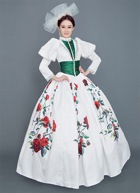 White Floral Rococo Marie Antoinette Dress Vintage Rococo Photography Clothing Reenactment Costume