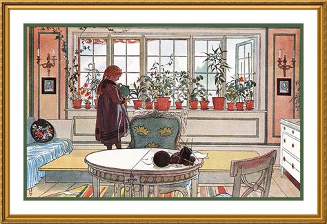 The Garden Window By Swedish Artist Carl Larsson Counted Cross Stitch