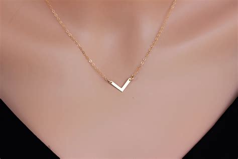 V Necklaces For Women Small Chevron Necklace 14k Gold Fill Etsy