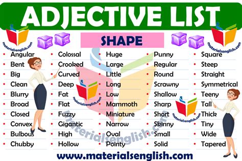 Shape Adjective List In English Adjective List List Of Adjectives