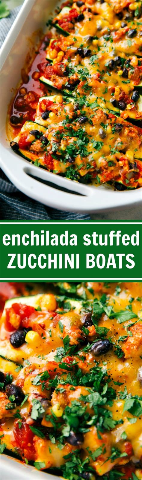 What goes good with stuffed zucchini. Mexican ground turkey enchilada stuffed zucchini boats ...