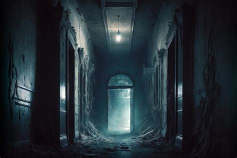 Premium Ai Image The Abandoned Haunted Houses Dark Hallway Filled
