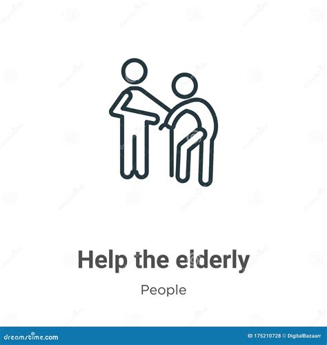 Help The Elderly Outline Vector Icon Thin Line Black Help The Elderly Icon Flat Vector Simple