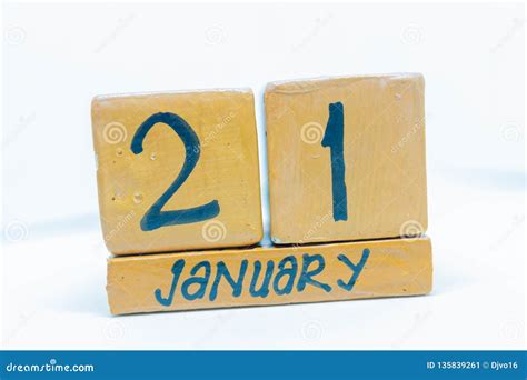 January 21st Day 21of Month Calendar On Wooden Background Winter