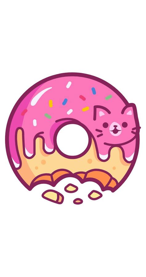 Pink Donut Glaze Cat Cute Animal Drawings Kawaii Donut Drawing