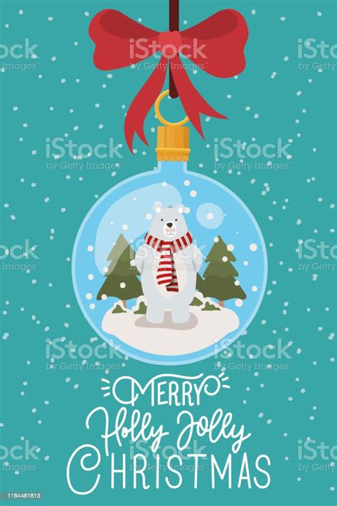 Happy Mery Christmas Card With Ball Hanging Stock Illustration Download Image Now Art