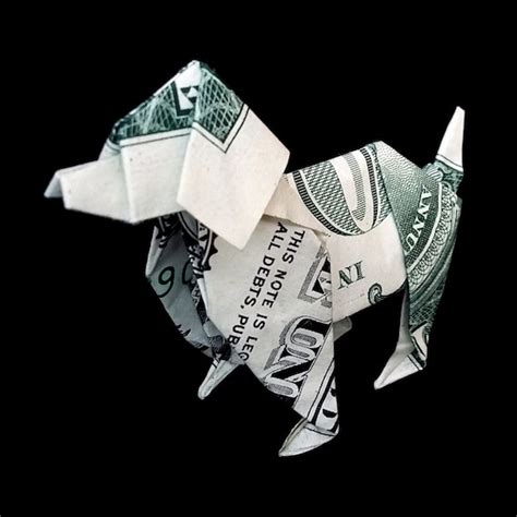 Money Origami Dog Made Out Of Real One Dollar Bill
