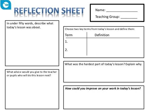 Reflection Sheet