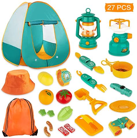 Kaqinu Kids Camping Set 33 Pcs Pop Up Play Tent With Kids Camping Gear