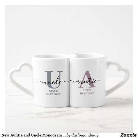 New Auntie And Uncle Monogram Blue And Mauve Coffee Mug Set Zazzle