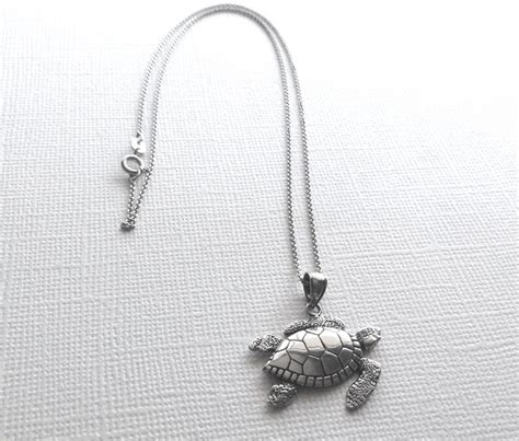 Turtle Necklace In Sterling Silver Turtle Jewelry Etsy